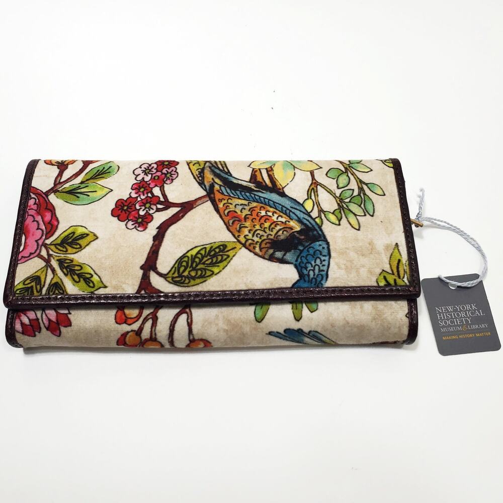 Wenz NY Historical Society Peacock Fabric Ladies Clutch Wallet